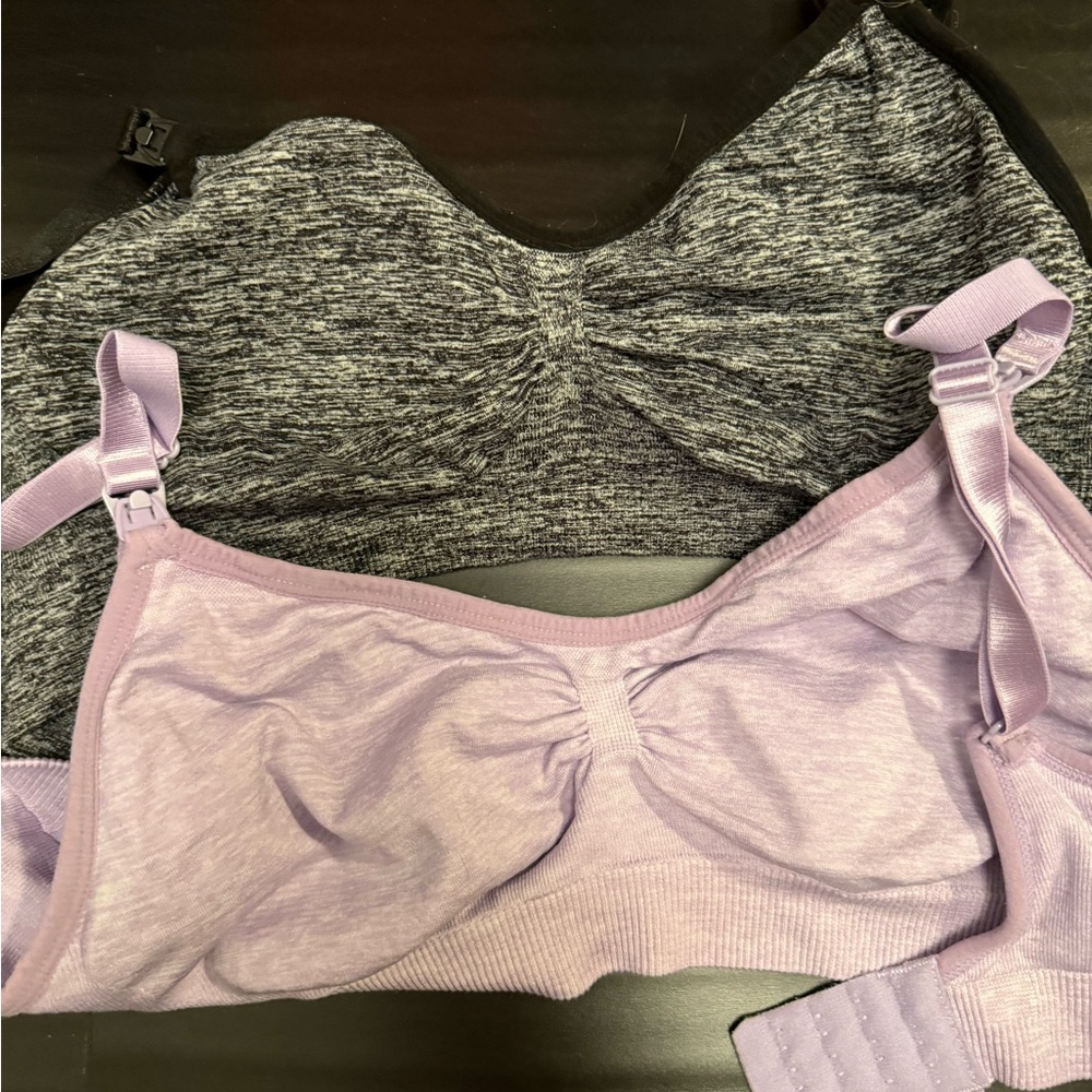 Women's Heather Gray and Lavender Bralette Set nursing bras